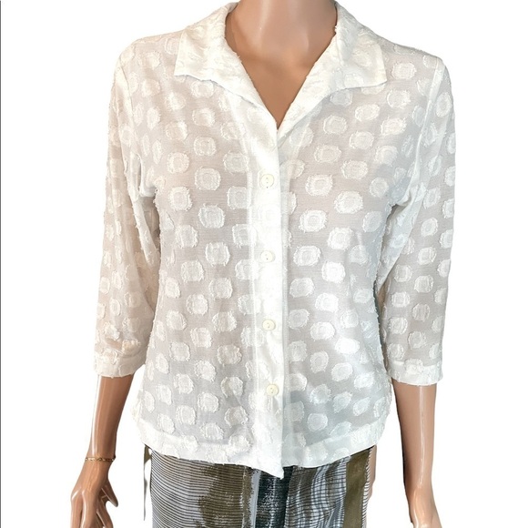 Andria Lieu Designer White Sheer Blouse Small - Picture 2 of 6
